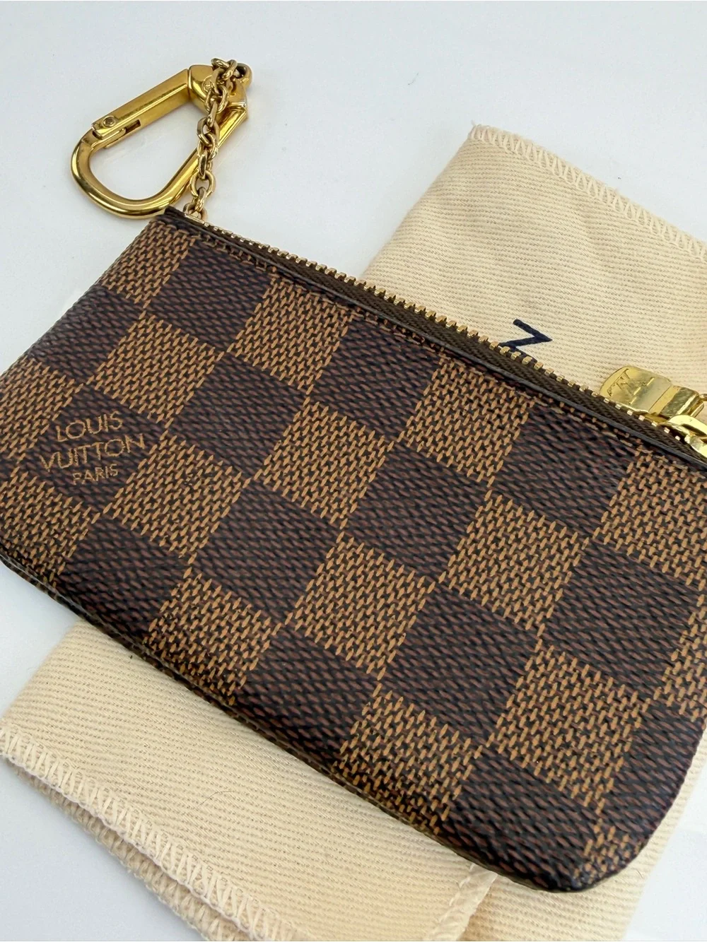 Louis Vuitton Damier Ebene Key Coin Pouch Cles Brown